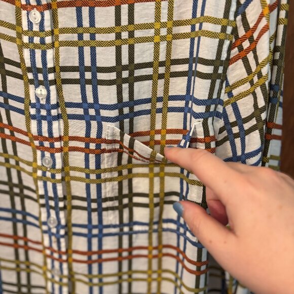 Lior Paris Button Down Multi-Colored Plaid Long Sleeve w/ Frocket - Picture 4 of 9